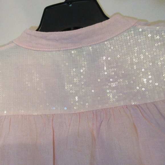 Via SIGNORIA 100% Linen Shift Pink Dress with Cotton Lace Made in Italy Small - Picture 9 of 9